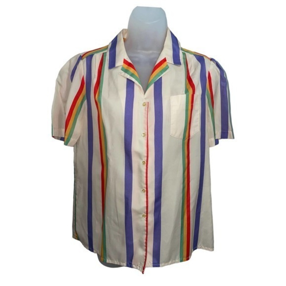 Vintage 80s Gianna Bellini Striped Blouse Sz 14